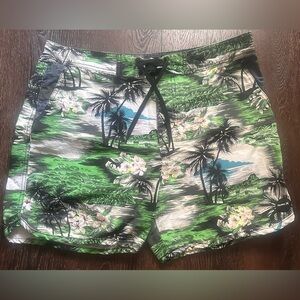 Hurley Phantom Men Tropical Swim Shorts 36 Cotton Nylon Surf Tie Front Pockets